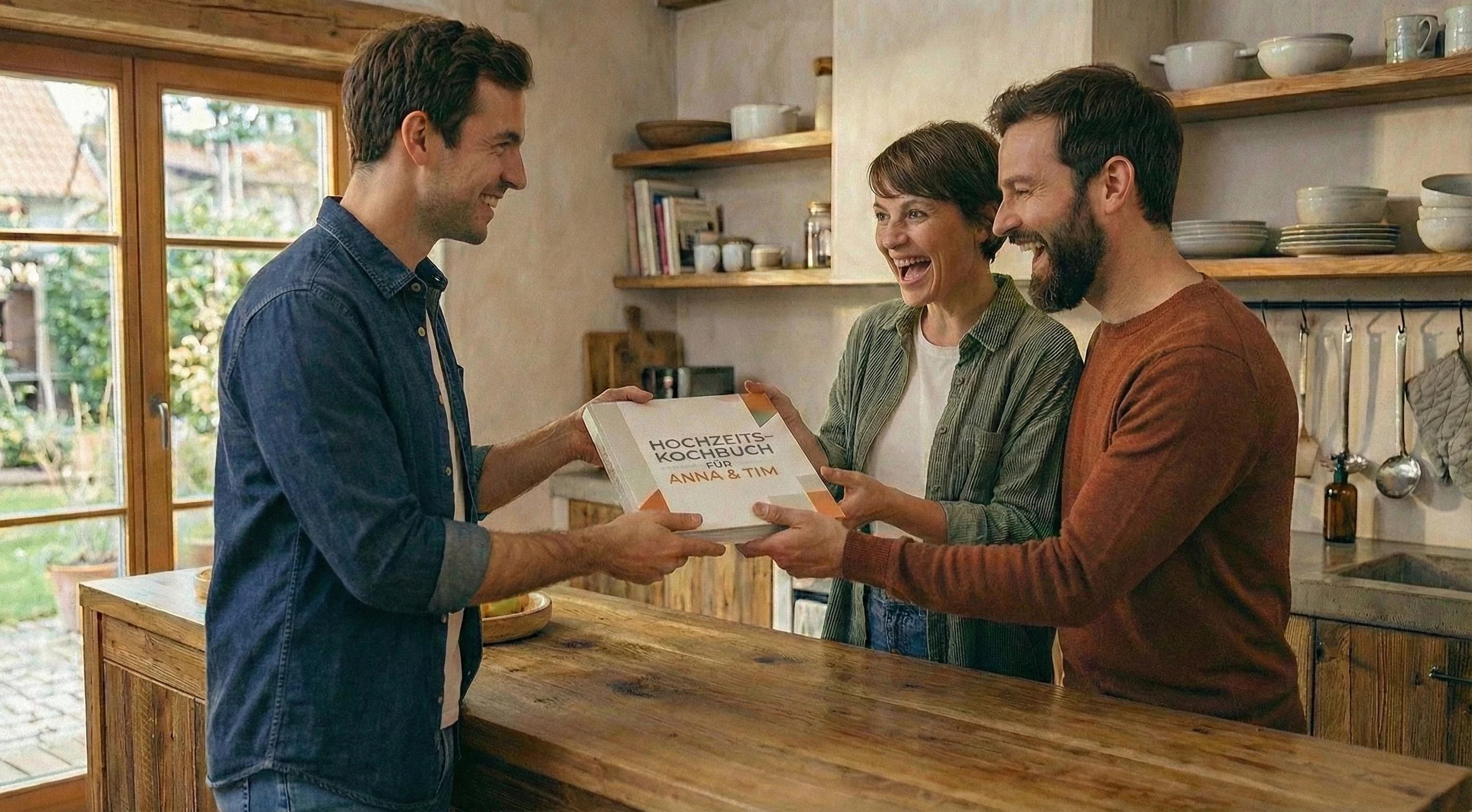 Happy friends cooking together and laughing in a warm kitchen environment